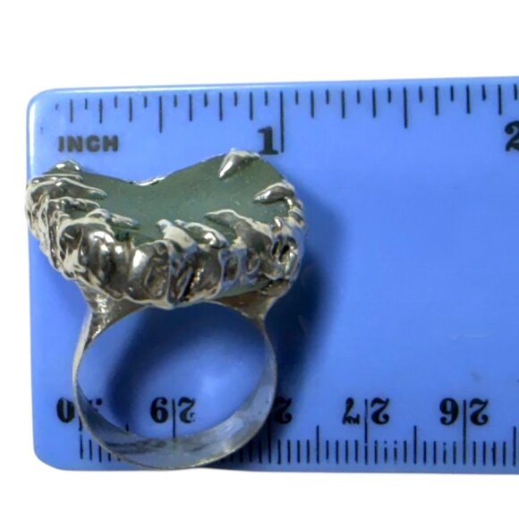 Heart Shaped Sea Glass Ring Artisan Crafted W/ Upcycled Spoon Bowl Band Sz 7.5 - Picture 12 of 14